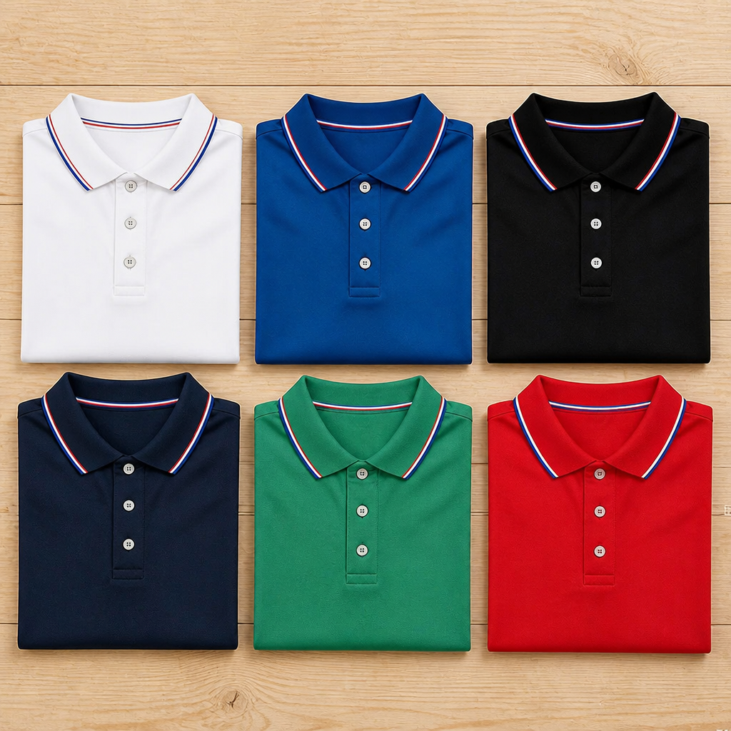 ValorCore – Classic Polo Shirt Set with Signature Striped Collar, Wrinkle-Free | ribuella