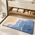 Coastal Bath Mat Non-Slip Flocking Material for Absorbency and Comfort Bathroom Rugs | ribuella