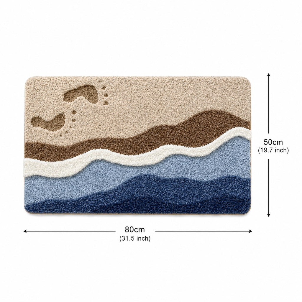 Coastal Bath Mat Non-Slip Flocking Material for Absorbency and Comfort Bathroom Rugs | ribuella