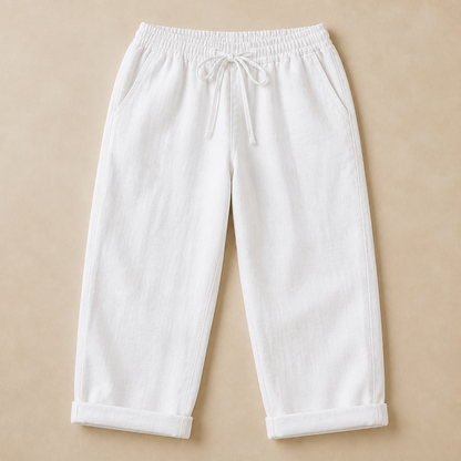 SenseLuxe – Airy Cotton-Linen Capri Pants Featuring Rolled Cuffs | ribuella