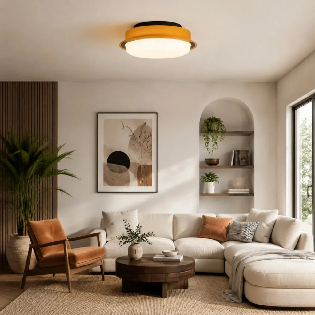 Retro Flush Mount Ceiling Light - Full Spectrum Ra 97 Color Accuracy