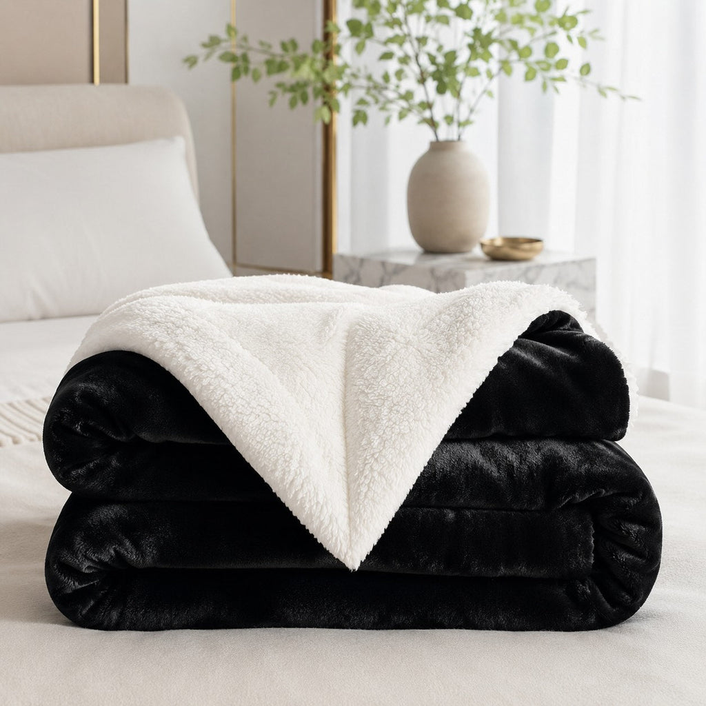 Grande couverture réversible en polaire sherpa, douce, moelleuse et chaude, pour toutes les saisons, utilisation intérieure et extérieure | ribuella
