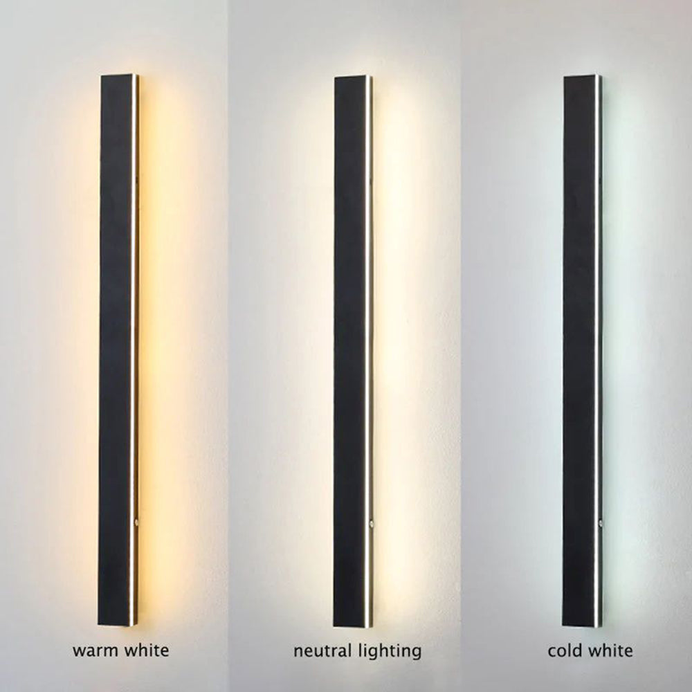 Liniowa zewnętrzna lampa ścienna LED Silex, matowa czarna, odporna na warunki atmosferyczne
