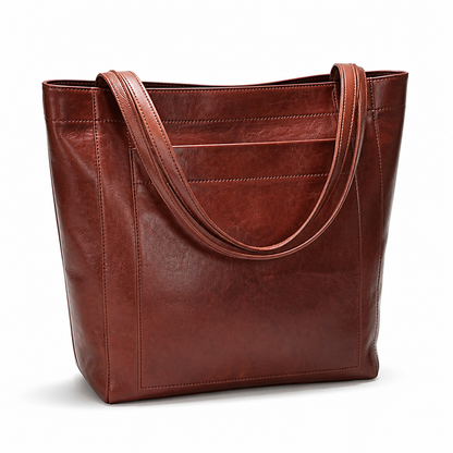 Structured Genuine Leather Tote (Detachable Strap) | ribuella