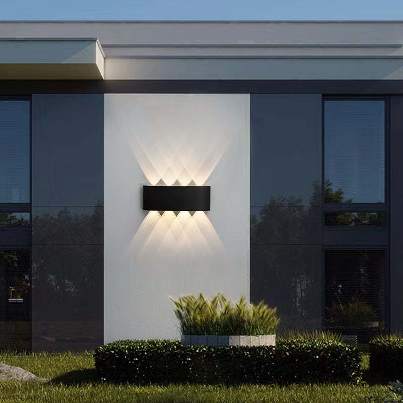 Tronix Rectangular Metal Outdoor Wall Lamp, Black White Water-Wave