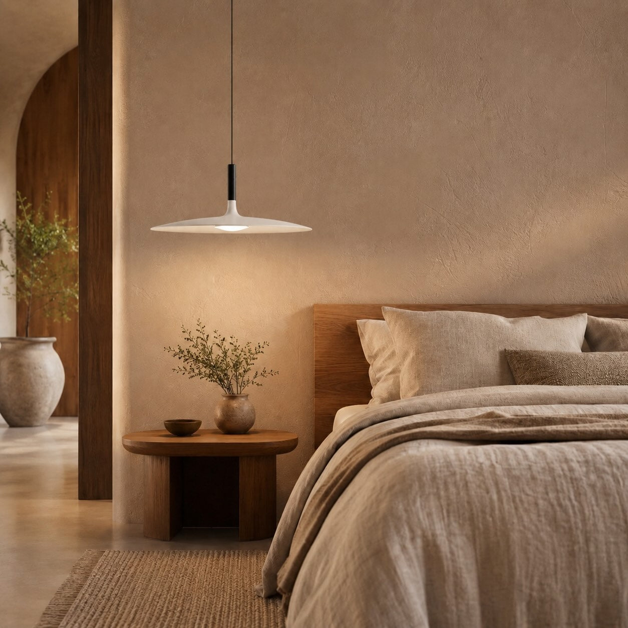 Modern Pendant Light Hanging Fixture in Concrete with Dimmable LED for Kitchen Island Lighting | ribuella