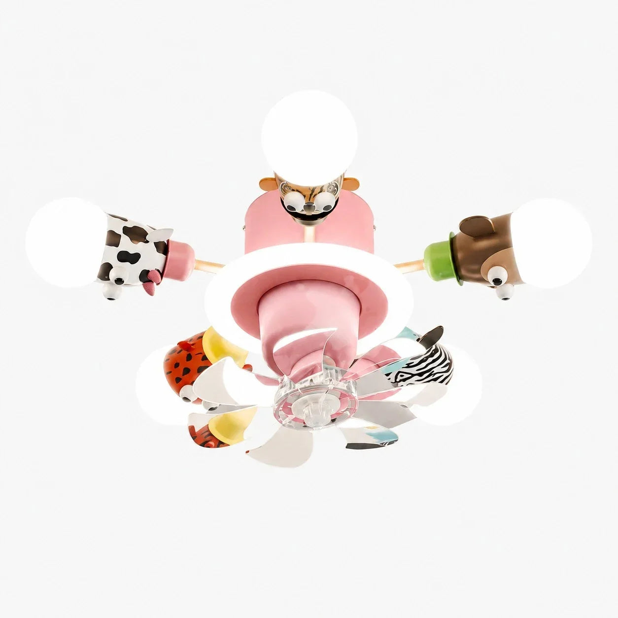 Kids Animal Ceiling Fan Light - Full-Spectrum Lighting, Globe Shades, Transparent Blades