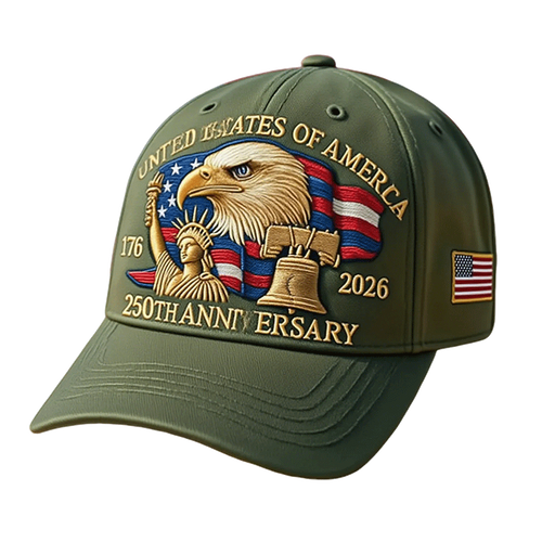Casquette de baseball patriotique du 250e anniversaire, aigle et drapeau américain brodés