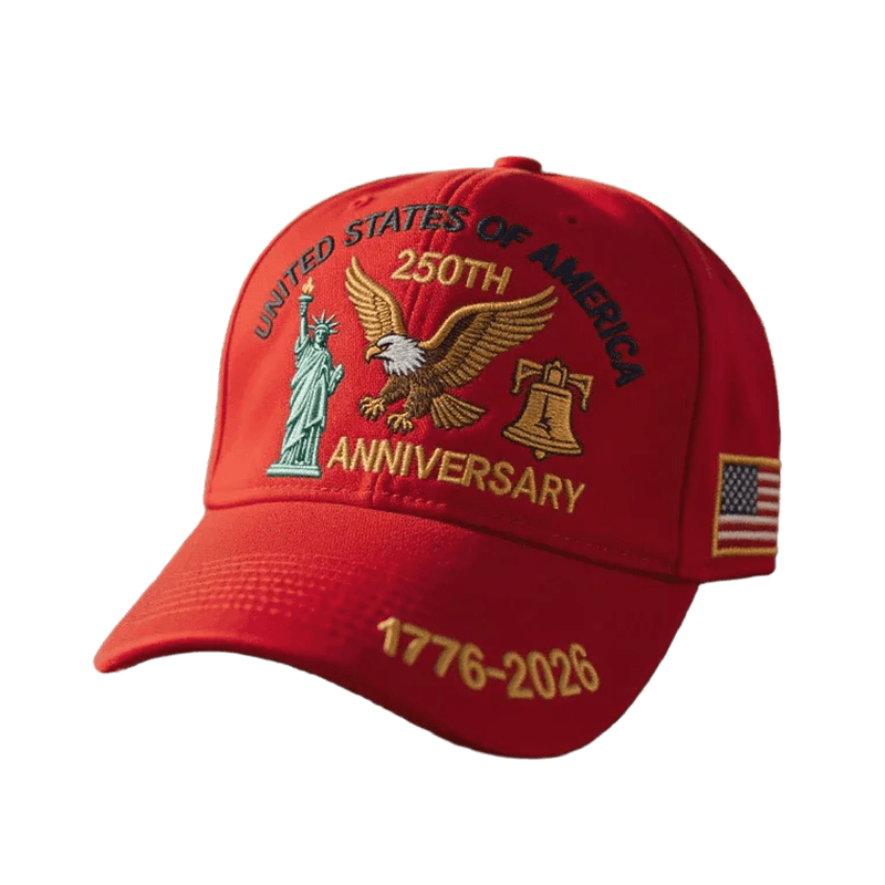 Casquette de baseball patriotique structurée, drapeau américain brodé, visière courbée
