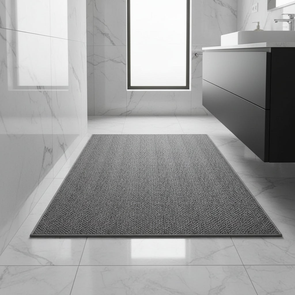 Quick Dry Absorbent Textured Loop Pile Bath Mat — Dense Weave Construction