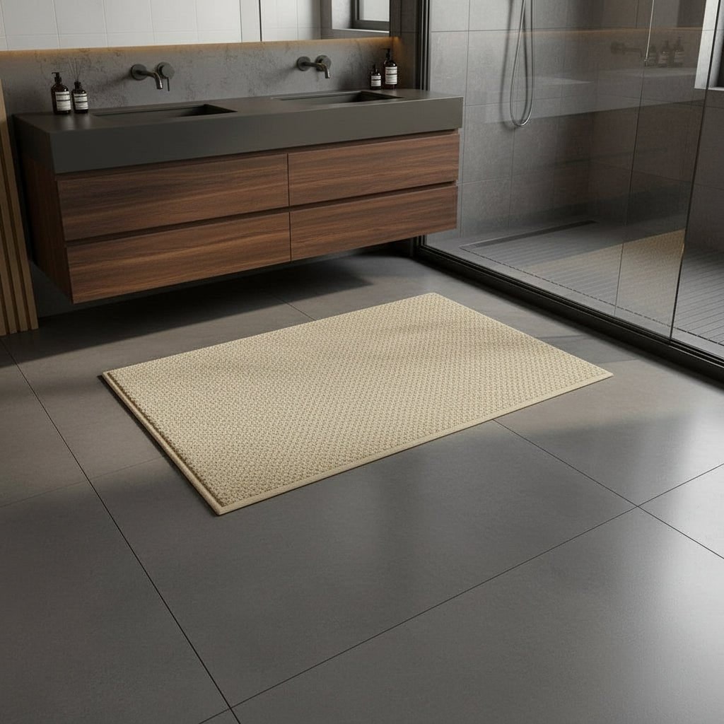 Quick Dry Absorbent Textured Loop Pile Bath Mat — Dense Weave Construction