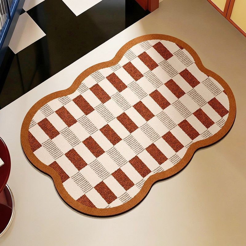 Plush Tufted Cotton Bath Mat Sets - Non Slip, Quick Dry, Scalloped Edges, Graphic Print