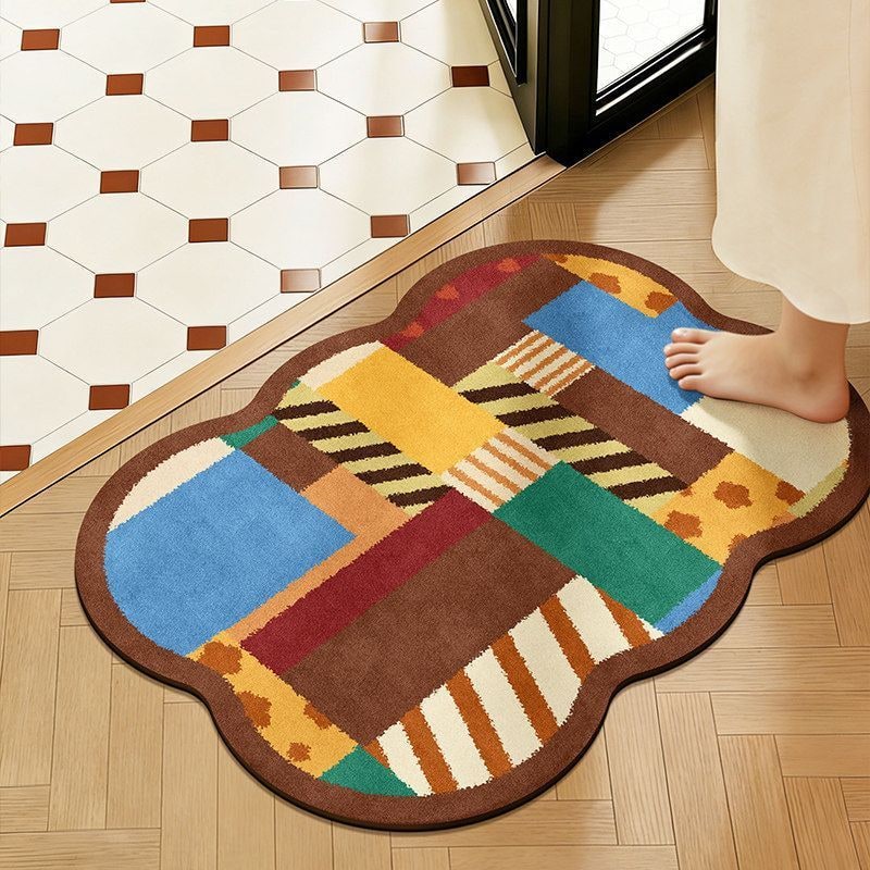Plush Tufted Cotton Bath Mat Sets - Non Slip, Quick Dry, Scalloped Edges, Graphic Print
