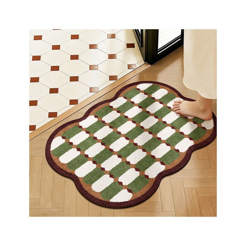Plush Tufted Cotton Bath Mat Sets - Non Slip, Quick Dry, Scalloped Edges, Graphic Print