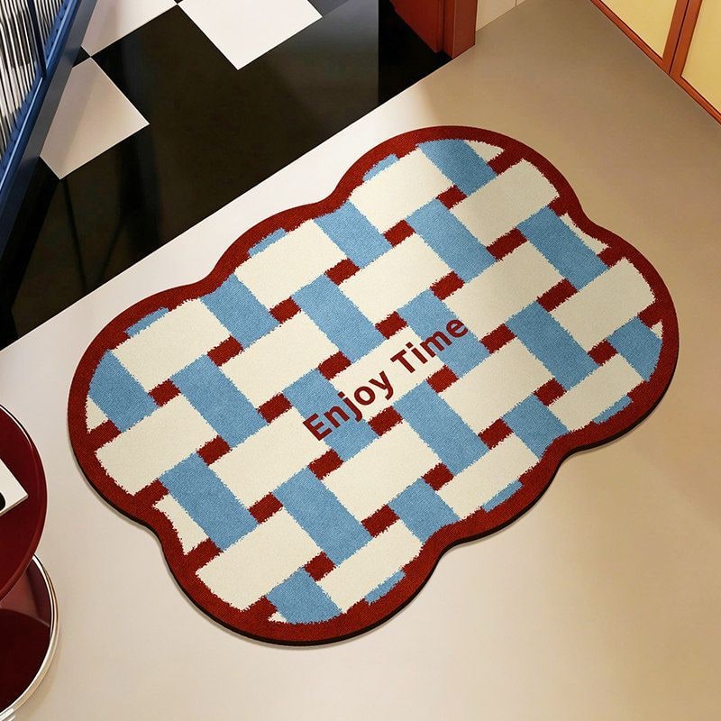 Plush Tufted Cotton Bath Mat Sets - Non Slip, Quick Dry, Scalloped Edges, Graphic Print