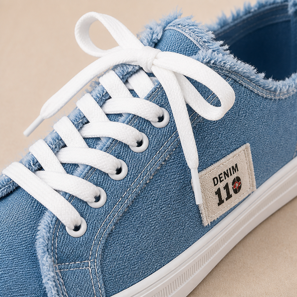 StridePulse – Casual Denim Mule Sneakers with Frayed Edges | ribuella