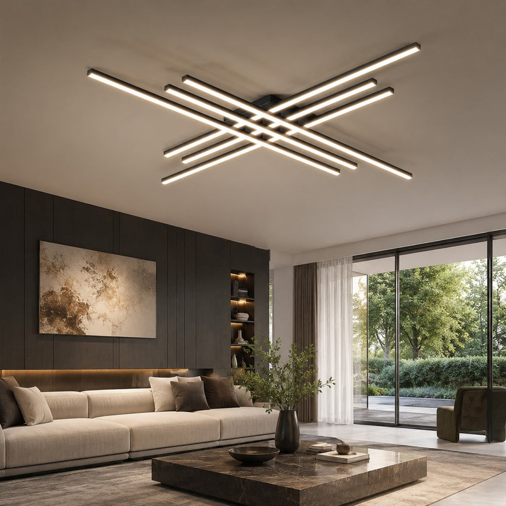 Modern Minimalist Ceiling Light Long Strip LED Adjustable Color Temperature Iron Acrylic | ribuella