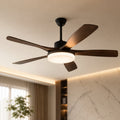 Moderne Deckenventilatorleuchte mit 5 Flügeln, flache Metallmontage, einstellbare LED mit Fernbedienung | ribuella