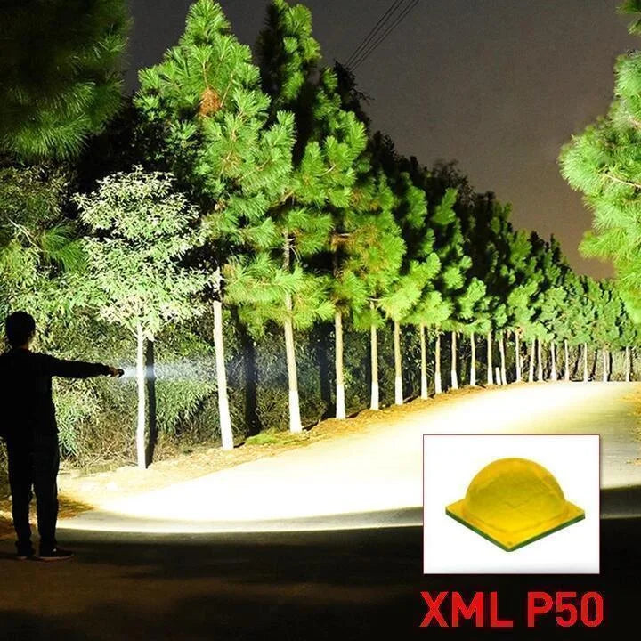 XHP50.2 újratölthető zseblámpa, 90000 lumenes nagy fényerejű lámpa