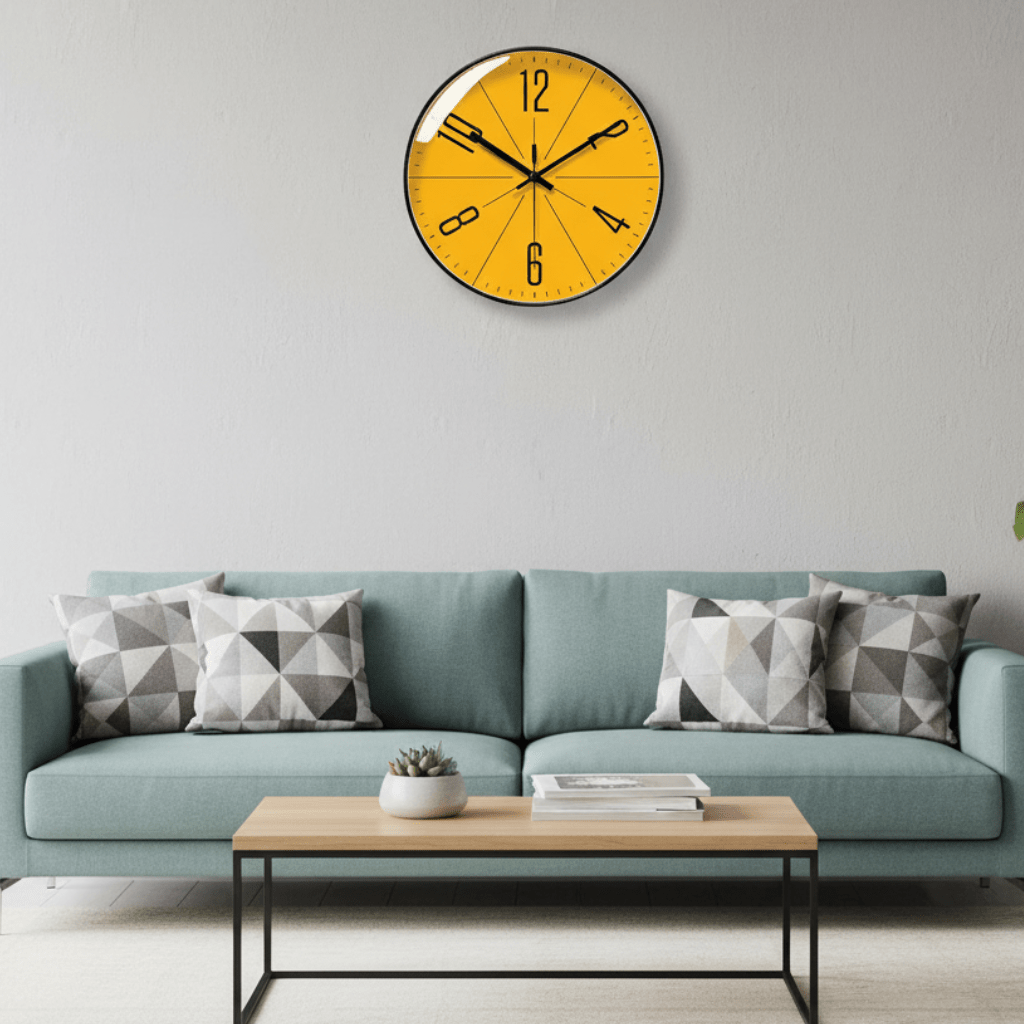 NordicTime Black Wall Clock With High-Contrast Dial and Precise Timekeeping