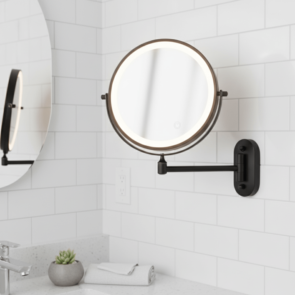 LumiView Cordless Magnifying Mirror With Adjustable LED Lighting