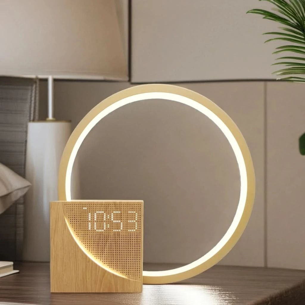 Led Bedside Table Lamp Digital Alarm Clock Display Usb Charging Port Night Light