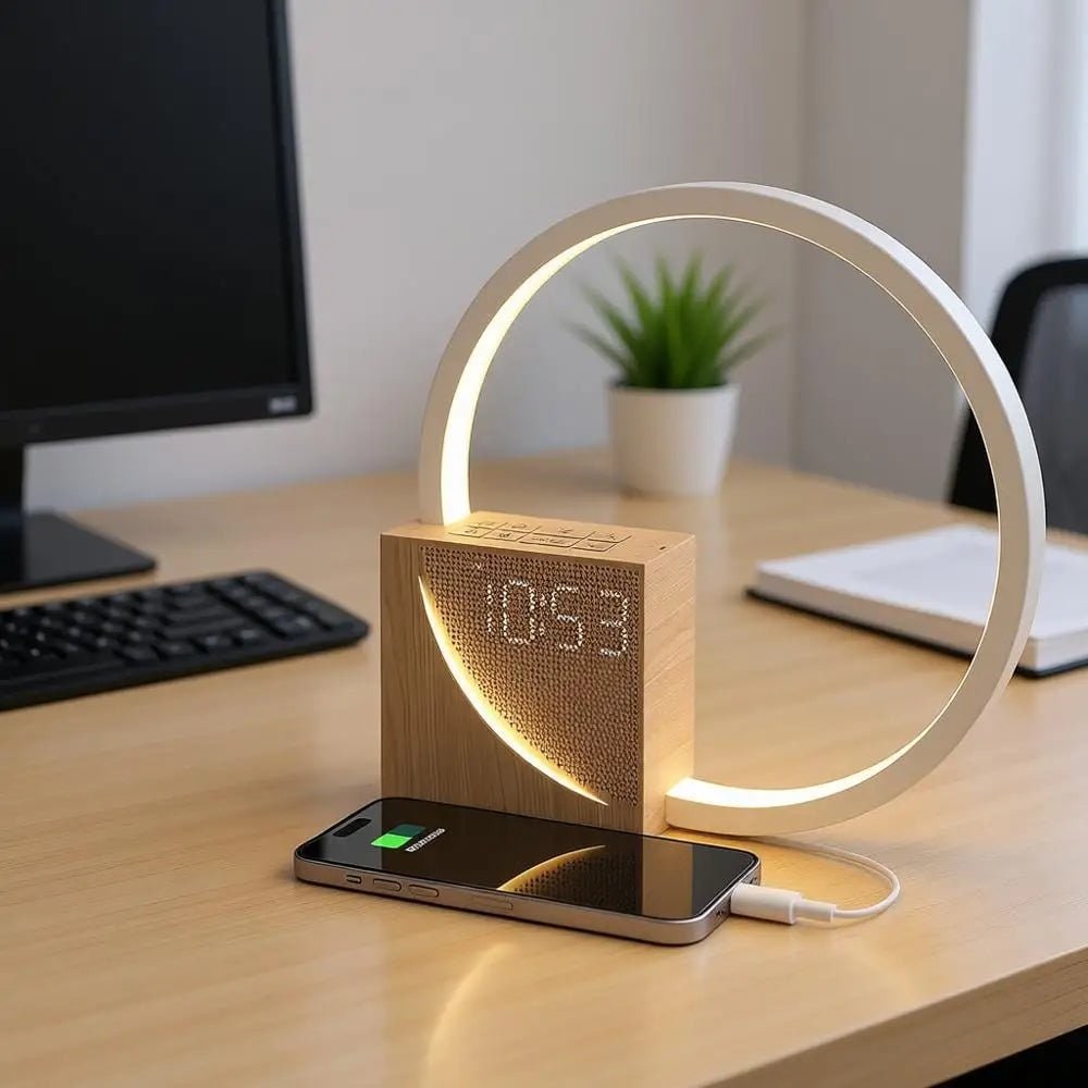 Led Bedside Table Lamp Digital Alarm Clock Display Usb Charging Port Night Light