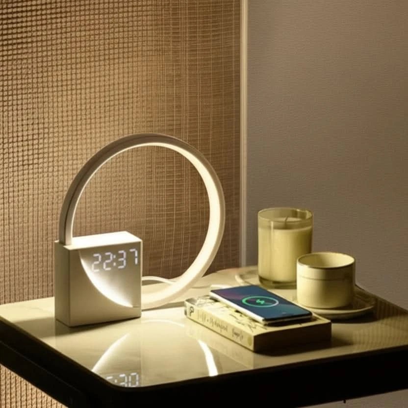 Led Bedside Table Lamp Digital Alarm Clock Display Usb Charging Port Night Light