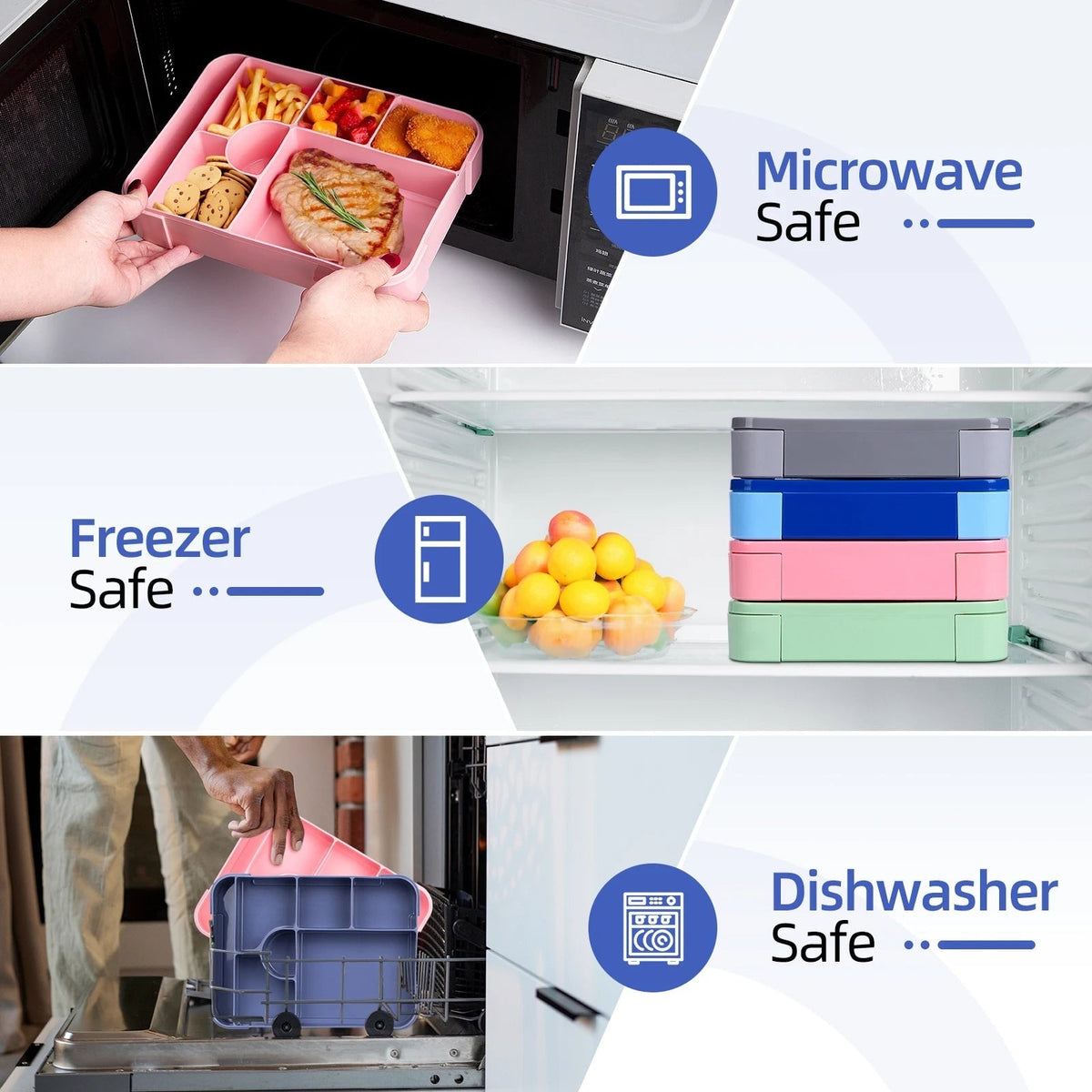 Leak-Proof 7 Compartments Bento Lunch Box Cutlery Set Sauce Container Microwave Safe