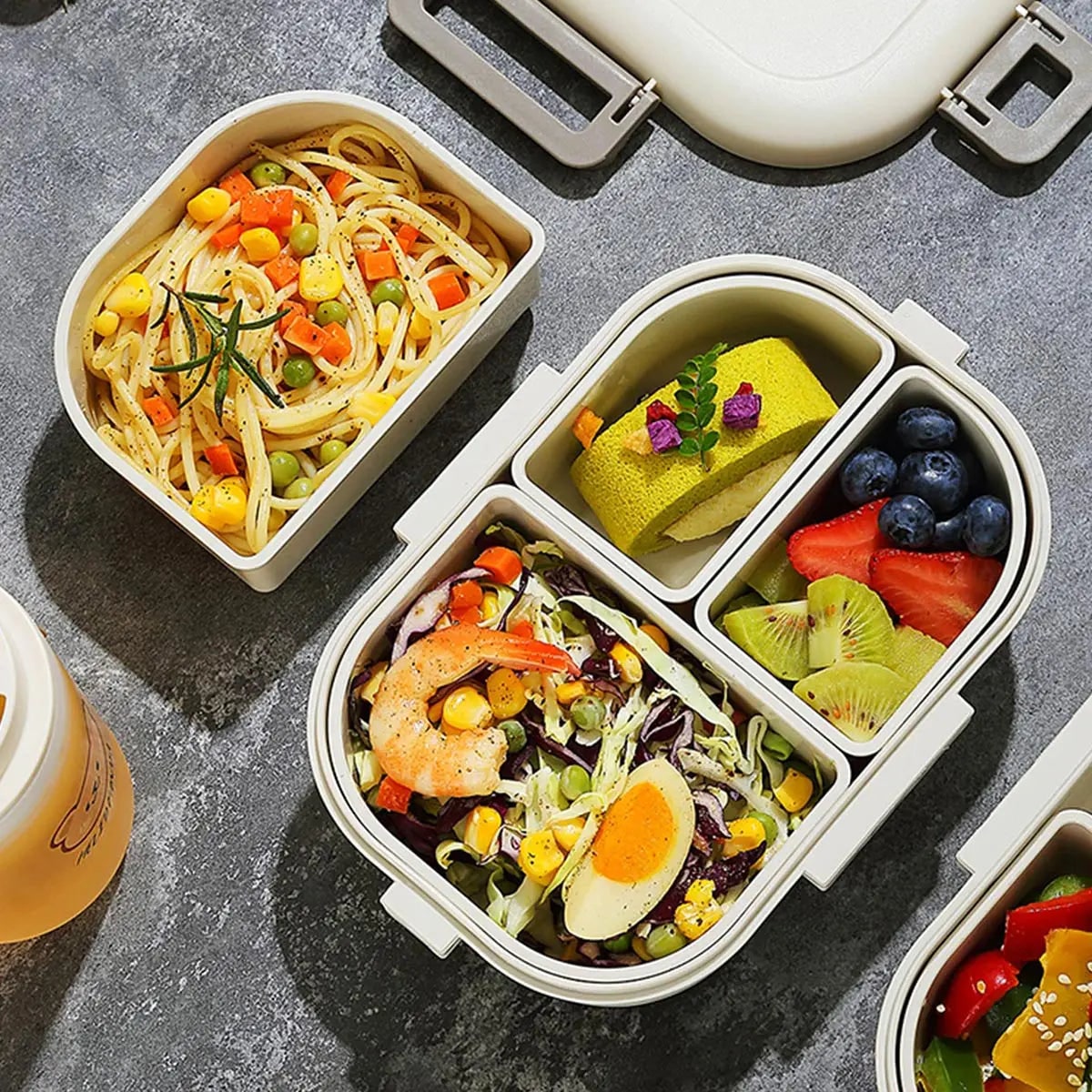 Leak Proof Bento Lunch Box, Removable Compartments, Snap Lock Lid, Insulated Carry Bag