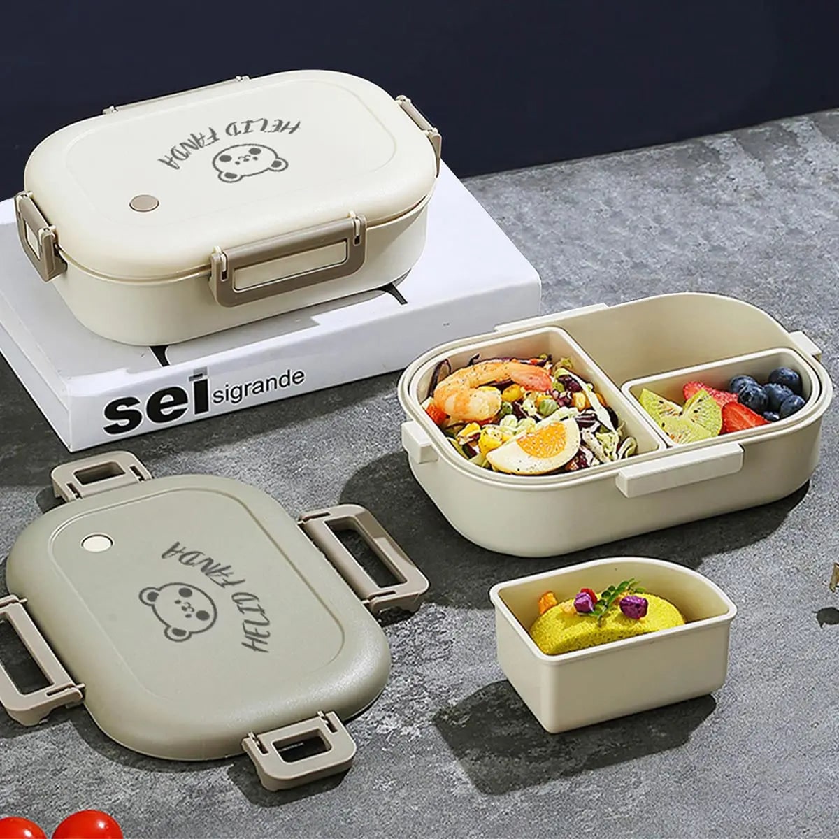Leak Proof Bento Lunch Box, Removable Compartments, Snap Lock Lid, Insulated Carry Bag