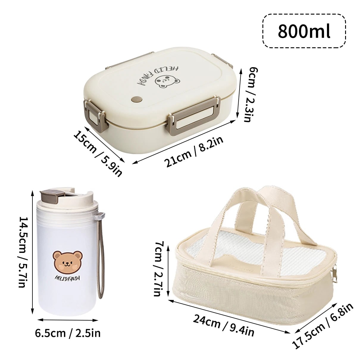 Leak Proof Bento Lunch Box, Removable Compartments, Snap Lock Lid, Insulated Carry Bag