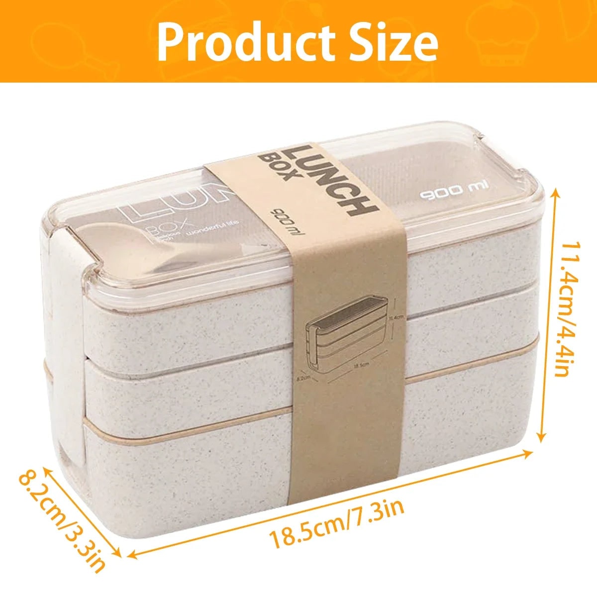 Three Tier Stackable Bento Lunch Box Leak Proof Compartments Portable Utensil Set