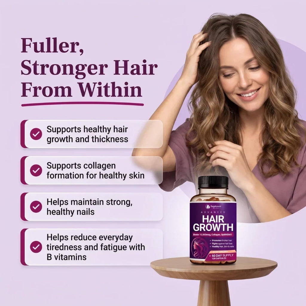 Complexe avancé de biotine et de collagène pour soutenir les cheveux, la peau et les ongles
