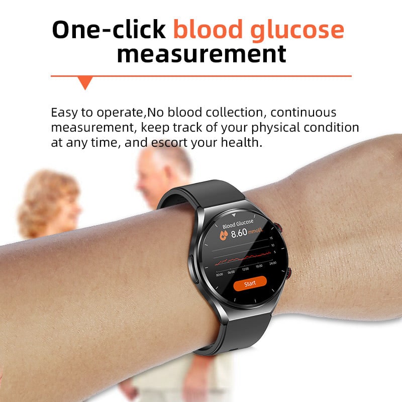 Smartwatch con quadrante rotondo, misurazione della pressione sanguigna, ECG, frequenza cardiaca e monitoraggio della salute, regolabile