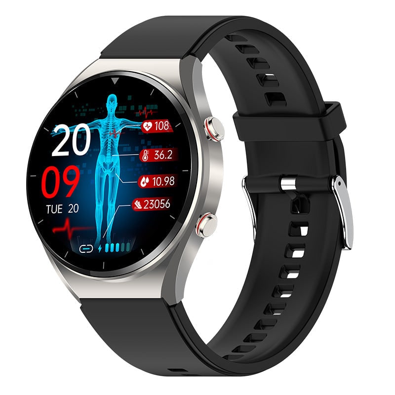 Round Face Blood Pressure Smartwatch Ecg Heart Rate Monitor Health Tracking Adjustable