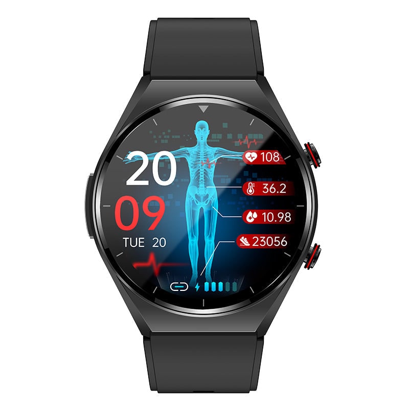 Smartwatch con quadrante rotondo, misurazione della pressione sanguigna, ECG, frequenza cardiaca e monitoraggio della salute, regolabile