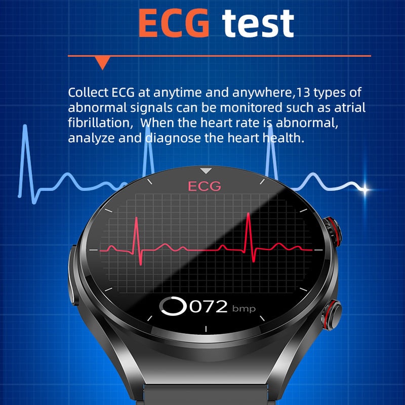 Smartwatch con quadrante rotondo, misurazione della pressione sanguigna, ECG, frequenza cardiaca e monitoraggio della salute, regolabile