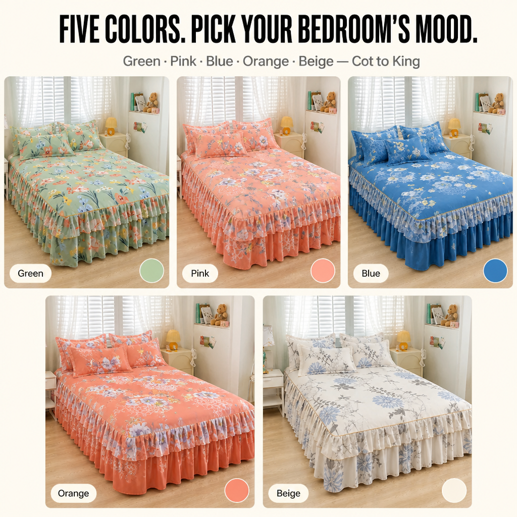 Three-Piece Ruffled Bedding Set - Wrap Your Bedroom in Cozy Elegance and Effortless Charm | ribuella