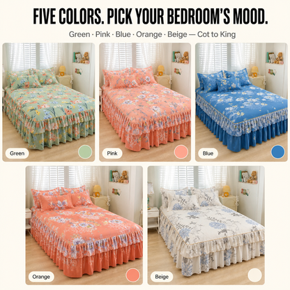 Three-Piece Ruffled Bedding Set - Wrap Your Bedroom in Cozy Elegance and Effortless Charm | ribuella