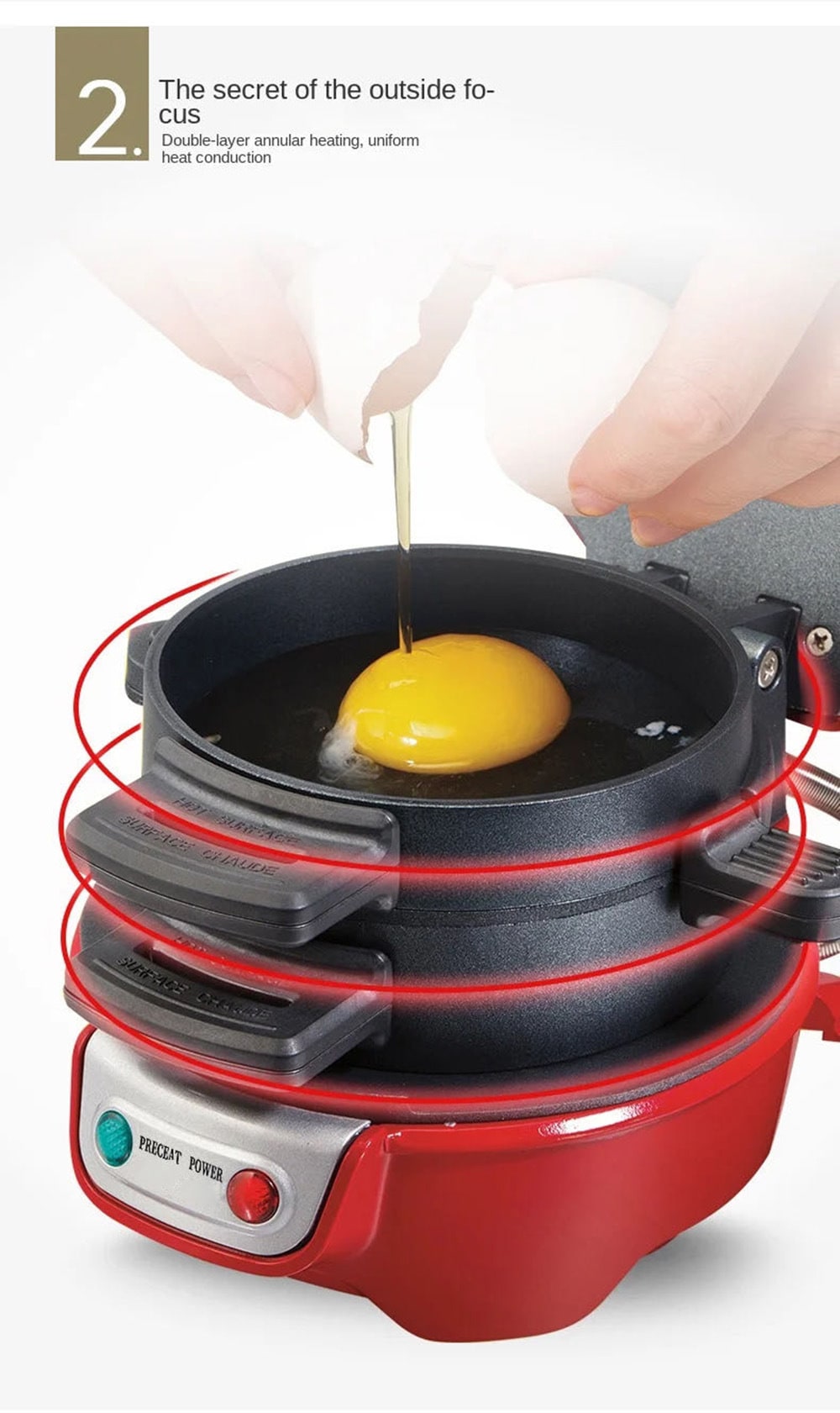Aparat electric compact pentru panini — grill pentru micul dejun, plăci antiaderente, formă pentru ouă