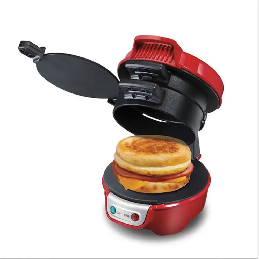 Aparat electric compact pentru panini — grill pentru micul dejun, plăci antiaderente, formă pentru ouă