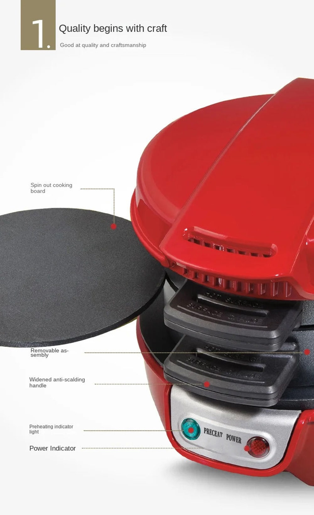 Aparat electric compact pentru panini — grill pentru micul dejun, plăci antiaderente, formă pentru ouă