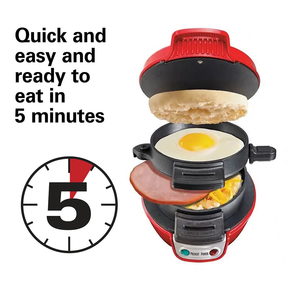 Aparat electric compact pentru panini — grill pentru micul dejun, plăci antiaderente, formă pentru ouă