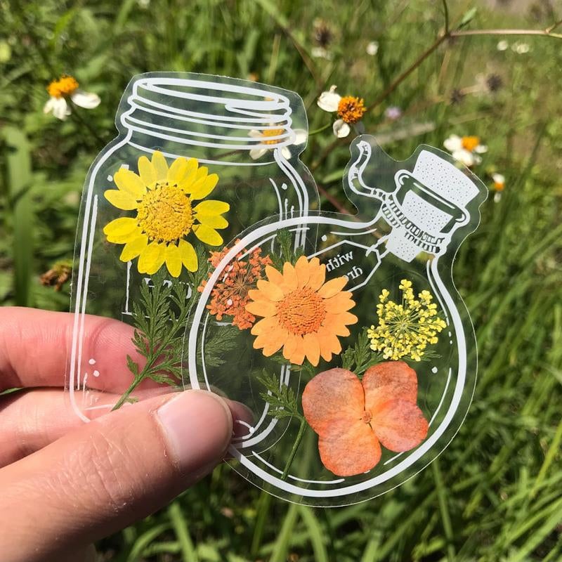 Set med 30 bokmärken med torkade blommor och dekorativa tofsar | ribuella