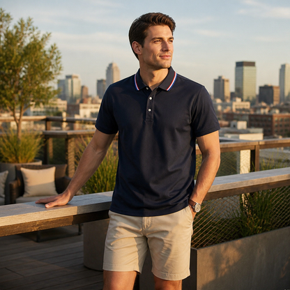 ValorCore – Classic Polo Shirt Set with Signature Striped Collar, Wrinkle-Free | ribuella