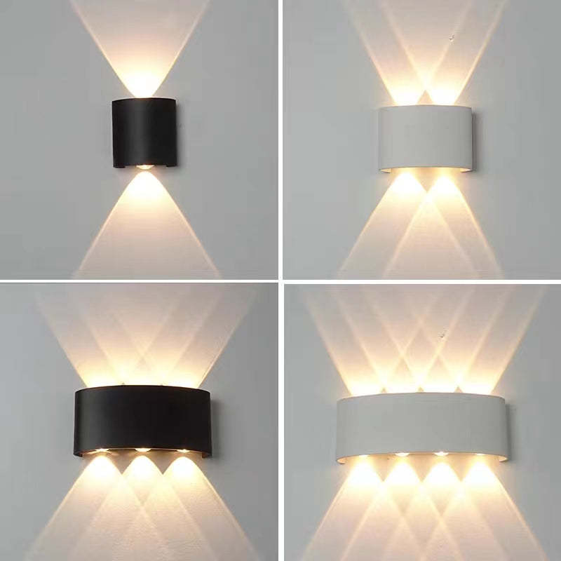 Tronix Rectangular Metal Outdoor Wall Lamp, Black White Water-Wave