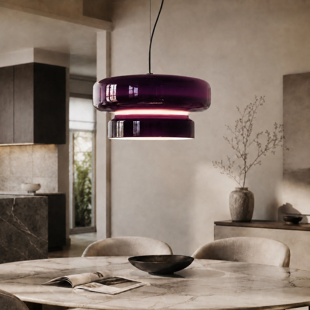 Modern Glass Pendant Lamp Adjustable Hanging Light LED Fixture for Kitchen and Dining | ribuella