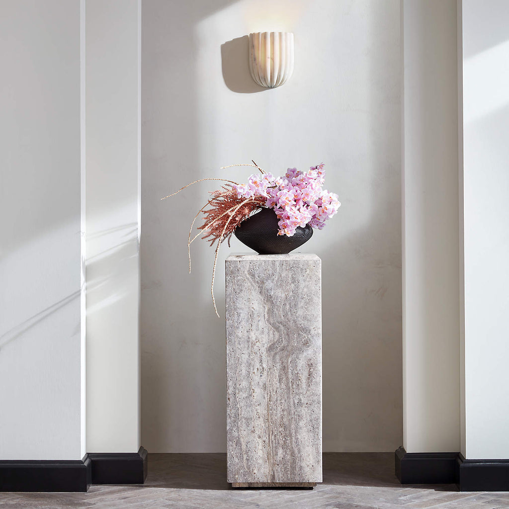 Fluted Glass Wall Lamp - Vertical Ribbed Shade, Warm Ambient Glow