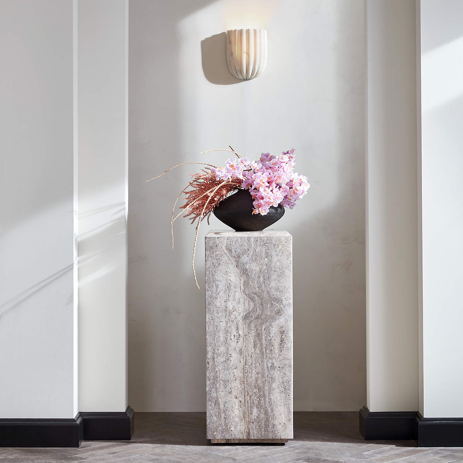 Fluted Glass Wall Lamp - Vertical Ribbed Shade, Warm Ambient Glow